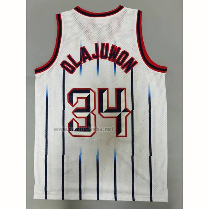 Camiseta Houston Rockets Hakeem Olajuwon #34 Mitchell & Ness 1996-97 Blanco